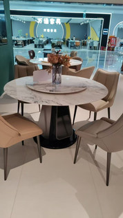 Dining Table Circle Artificial Stone T-1282-1B | FONDHOUSE