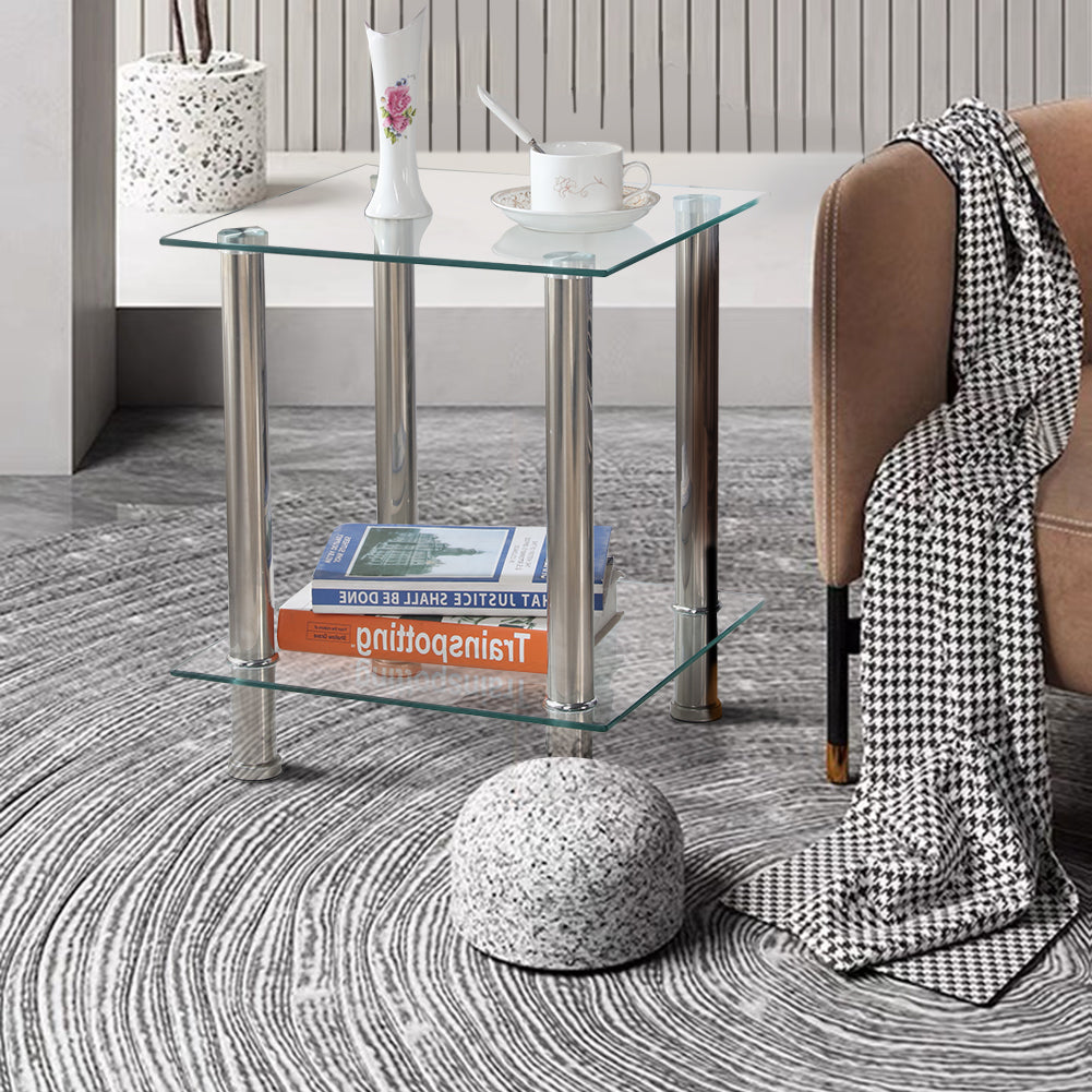 Small Square Glass Coffee Table Clear AWS007UK | LEUKHOUSE