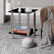 Small Square Glass Coffee Table Black AWS007UK | LEUKHOUSE