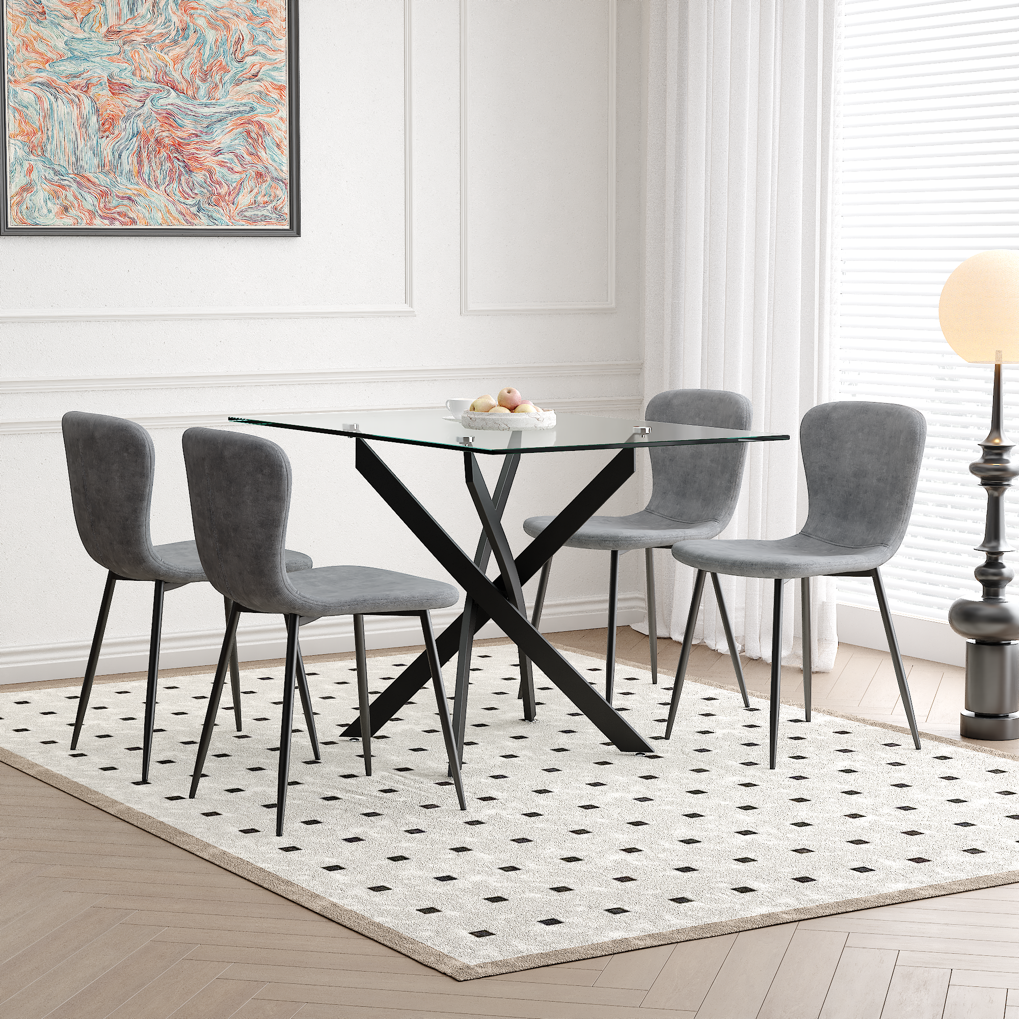 Chaises Salle à Manger Lot de 4 Chaises en Velours Gris Chaises de Cuisine pour 4 Personnes,Gris Foncé  AWS14814FR | LEUKHOUSE