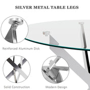 Round Dining Table 100x100cm Glass/Silver AWS022UK | LEUKHOUSE