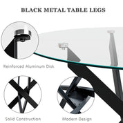 Round Dining Table 100x100cm Glass/Black AWS022UK | LEUKHOUSE