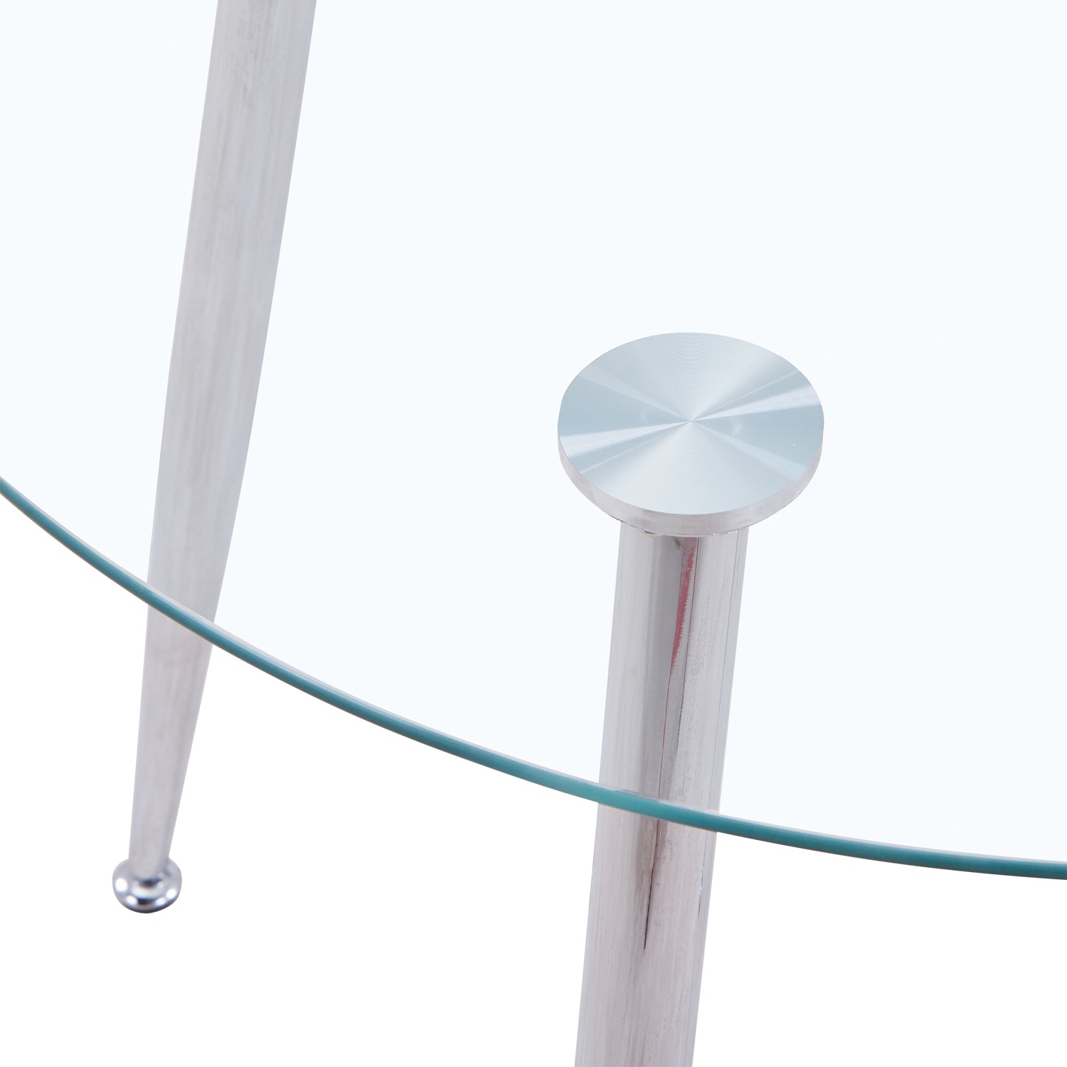 Round Dining Table 90x90cm Glass/Silver AWS062UK | LEUKHOUSE