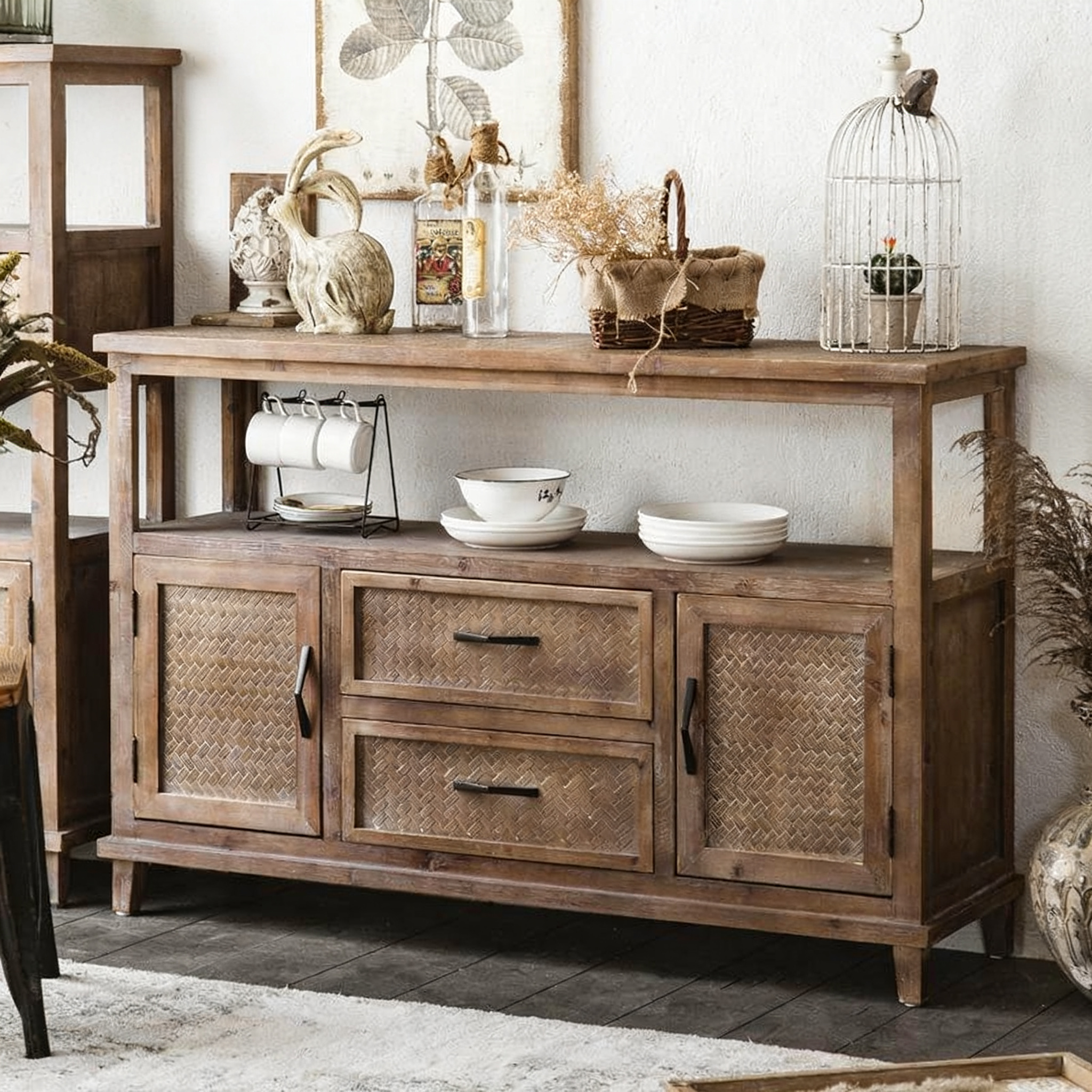 Solid Wood Retro Sideboard Storage | LEUKHOME