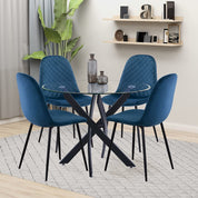 Dining Chairs Set of 4 Velvet/Blue AWS024UK | LEUKHOUSE