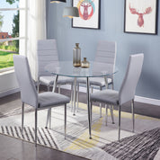 Round Dining Table 90x90cm Glass/Silver AWS062UK | LEUKHOUSE