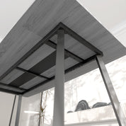 Table Salle à Manger 180 cm, Table en Bois, Structure Métallique, pour 4-8 Personnes, Gris et Noir  AWS2071FR | LEUKHOUSE