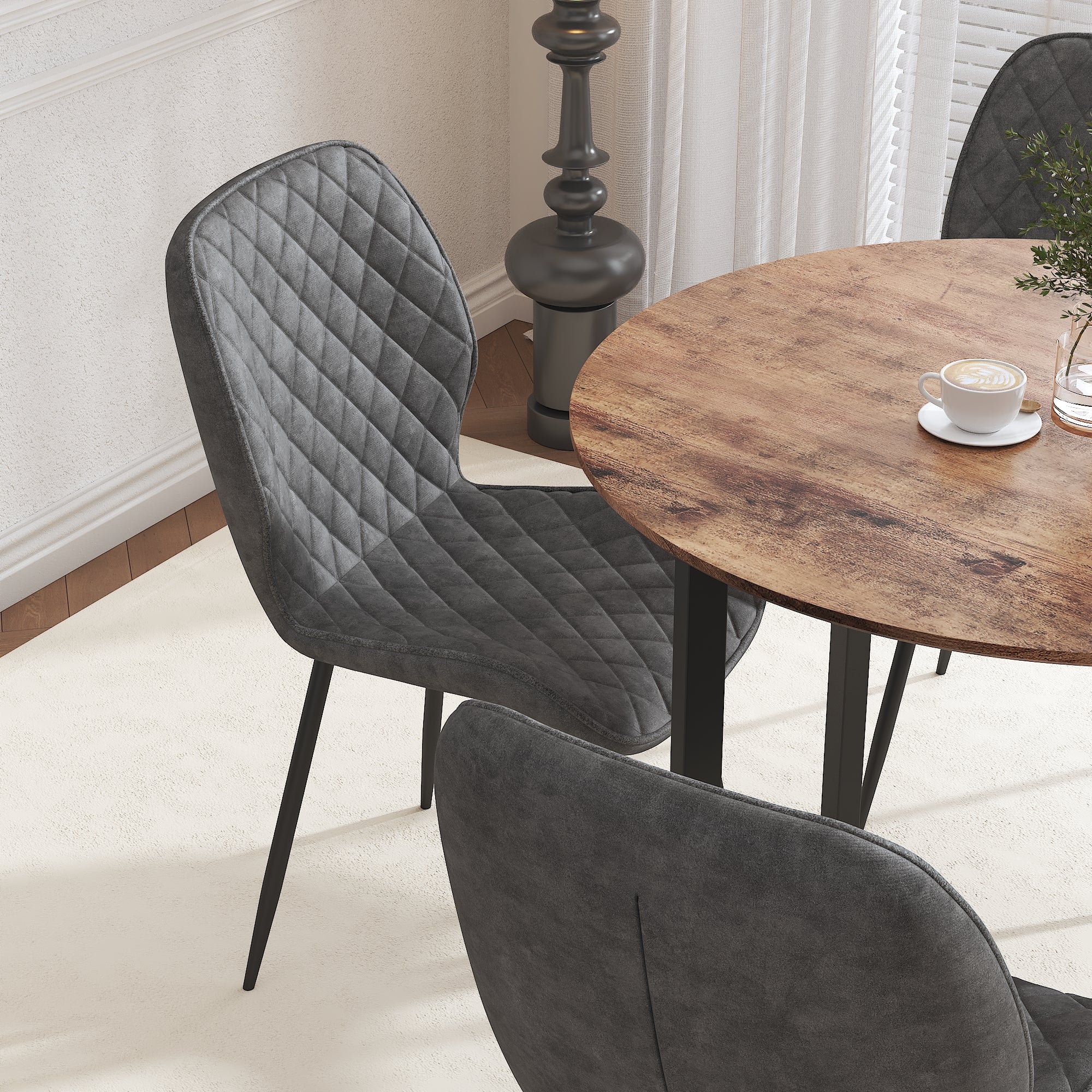 Dining Chairs Set of 4 Velvet/Grey AWS159UK | LEUKHOUSE