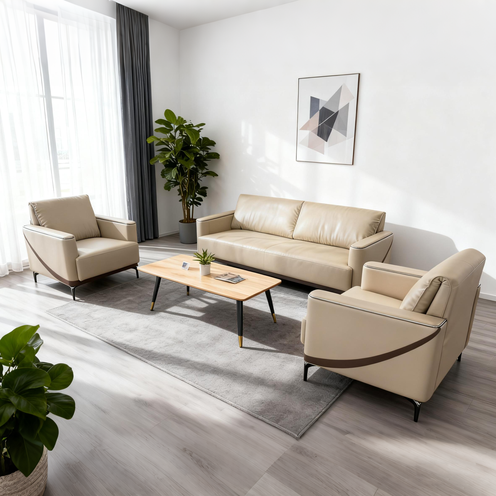 Sofa Set Eco Leather (3+1+1) LKL032SFXC | LEUKHOME