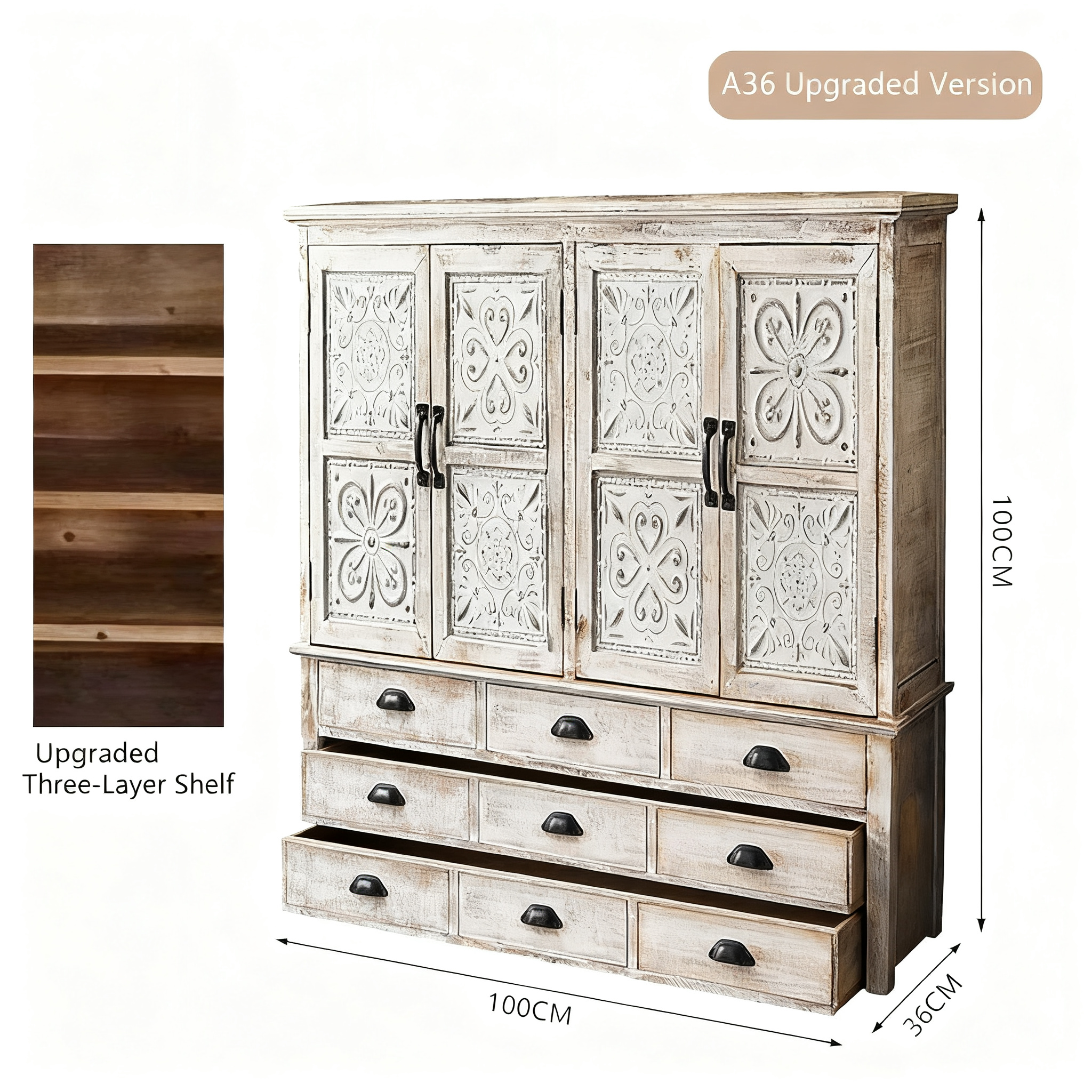 American Retro Solid Wood Entryway Cabinets and Storage Cabinets | LEUKHOME