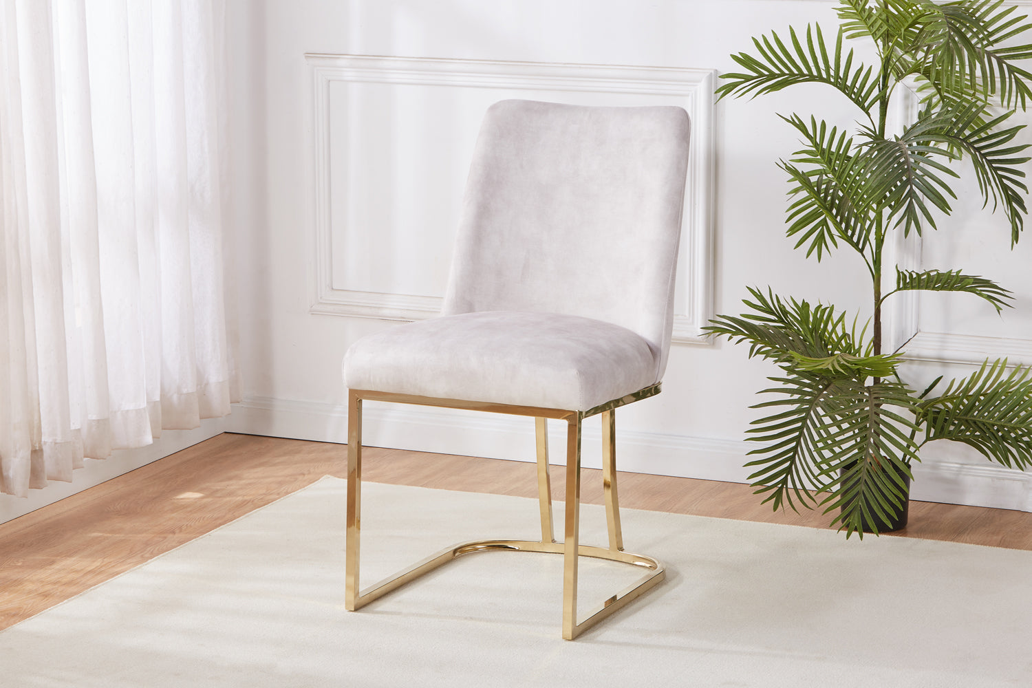 Gold Chromed Dining Chair HT08（2 Chairs） | Fondhouse