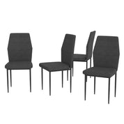 Chaises de Salle à Manger Lot de 4, Chaises de Cuisine en Tissu, Hauteur 89 cm, Pieds en Métal Noir, Noire AWS2702FR | LEUKHOUSE