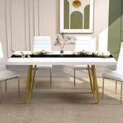 Rectangular Dining Table, Large Wooden Dining Table, 63 Inches Farmhouse Kitchen Table for Kitchen Dining Room CA | LEUKHOUSE