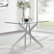 Rectangular Dining Table 120x70cm Glass/Silver AWS021UK | LEUKHOUSE