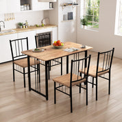 Dining Table Set for 4, 47.2-Inch Wood Kitchen Table Set,Rustic Brown 5 Piece Dining Table Set for Kitchen Dining Room CA | LEUKHOUSE