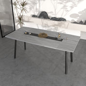 Table Salle à Manger 180 cm, Table en Bois, Structure Métallique, pour 4-8 Personnes, Gris et Noir  AWS2071FR | LEUKHOUSE