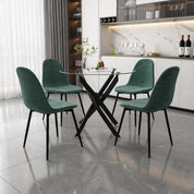 Table à Manger en Verre Table Ronde Salle à Manger avec Pieds en Métal de Cuisine 80 cm, Noir AWS0226FR | LEUKHOUSE