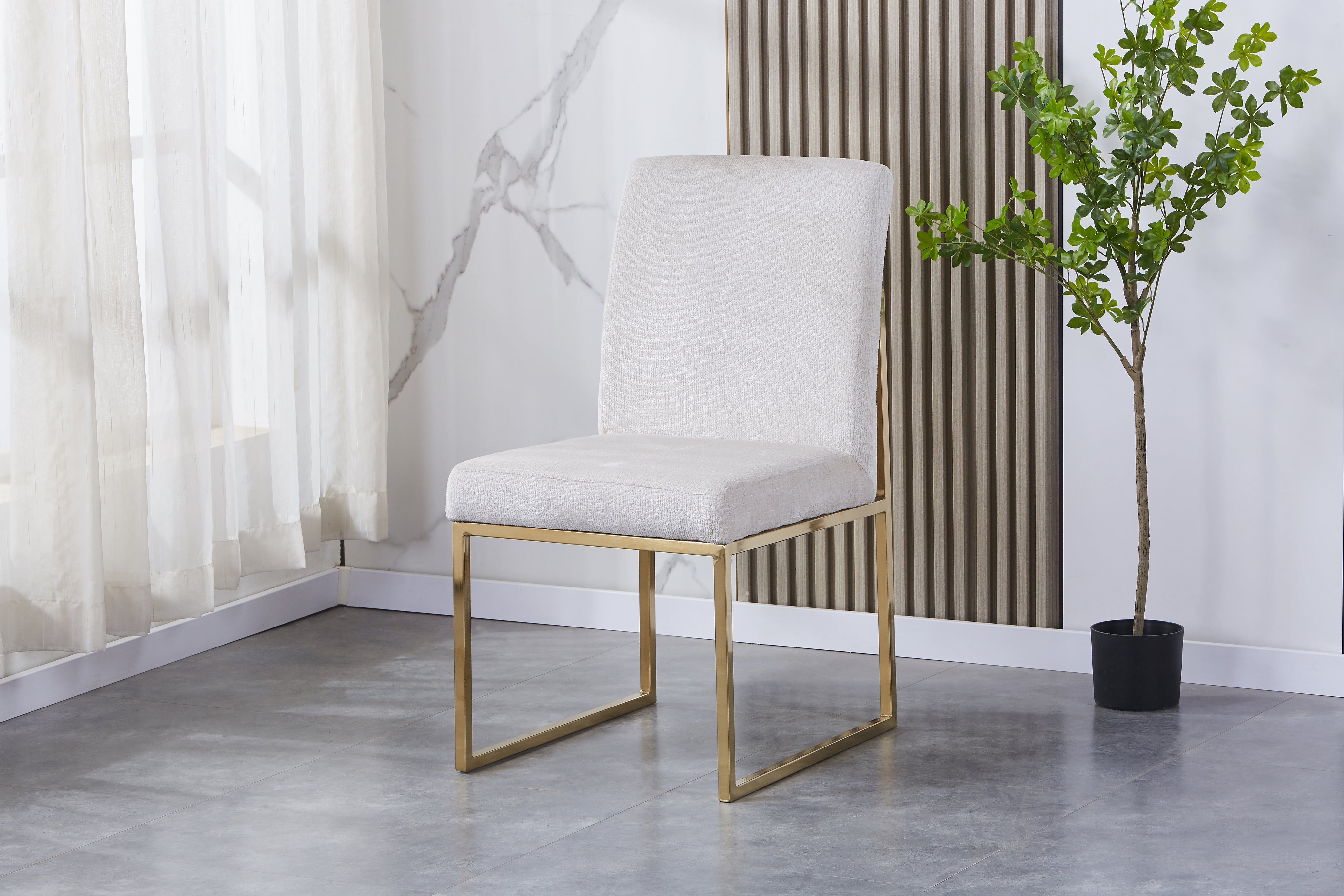 Gold Chromed Dining Chair HTC813 （2 Chairs）| Fondhouse