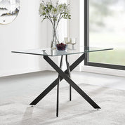 Rectangular Dining Table 120x70cm Glass/Black AWS021UK | LEUKHOUSE