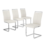 Lot de 4 Chaises de Salle à Manger, Design Cantilever, Structure Chrome, 98 cm x 43 cm (4, Blanche) AWS2661FR | LEUKHOUSE