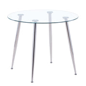 Round Dining Table 90x90cm Glass/Silver AWS062UK | LEUKHOUSE