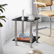 Small Square Glass Coffee Table Black AWS007UK | LEUKHOUSE