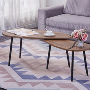 Table Gigognes Scandinave Lot de 2 Tables Basse pour Salon, Marron 2 Pièces AWS0731FR | LEUKHOUSE