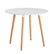 Round Dining Table 90x90cm White/Oak AWS041UK | LEUKHOUSE
