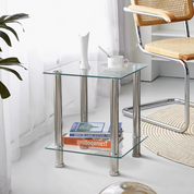 Small Square Glass Coffee Table Clear AWS007UK | LEUKHOUSE