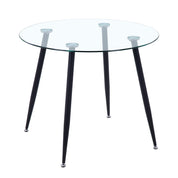 Round Dining Table 90x90cm Glass/Black AWS062UK | LEUKHOUSE