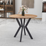 Table à Manger Ronde en Bois 80cm avec Base en Métal Noir 2-4 Personnes pour Cuisine  AWS19161FR | LEUKHOUSE