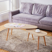 Table Gigognes Lot de 2 Tables Basses Moderne Bois pour Salon, Brun Clair AWS0732FR | LEUKHOUSE