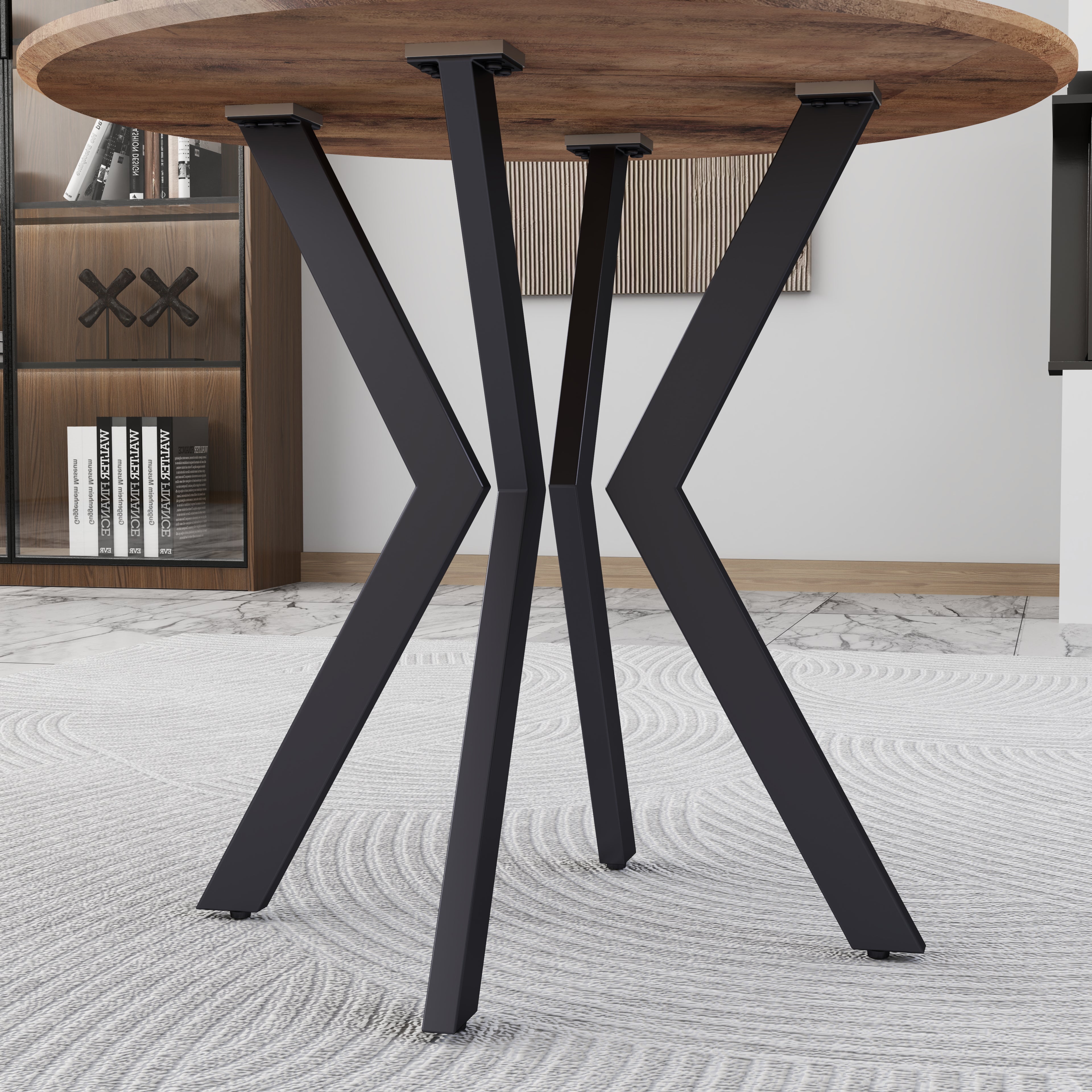 Table à Manger Ronde en Bois 80cm avec Base en Métal Noir 2-4 Personnes pour Cuisine  AWS19161FR | LEUKHOUSE