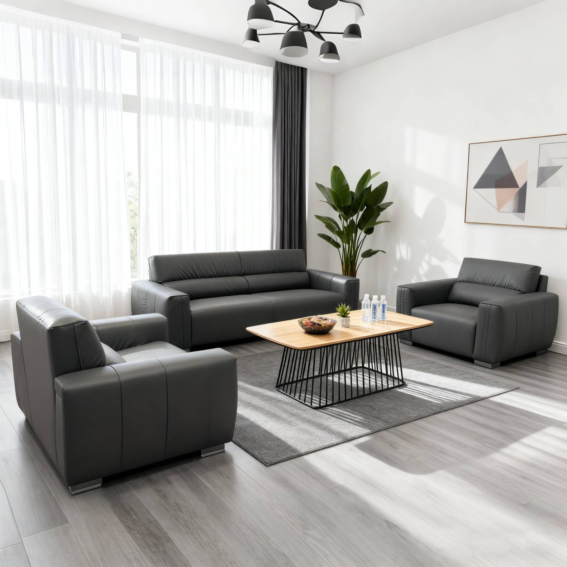 Sofa Set Eco Leather (3+1+1) LKL033SFXC | LEUKHOME