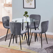 Round Dining Table 90x90cm Glass/Black AWS062UK | LEUKHOUSE