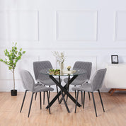 Dining Chairs Set of 4 Velvet/Grey AWS159UK | LEUKHOUSE