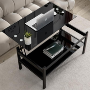 Coffee Table.Black Rectangular Glass LKL203CTAWS | FONDHOUSE