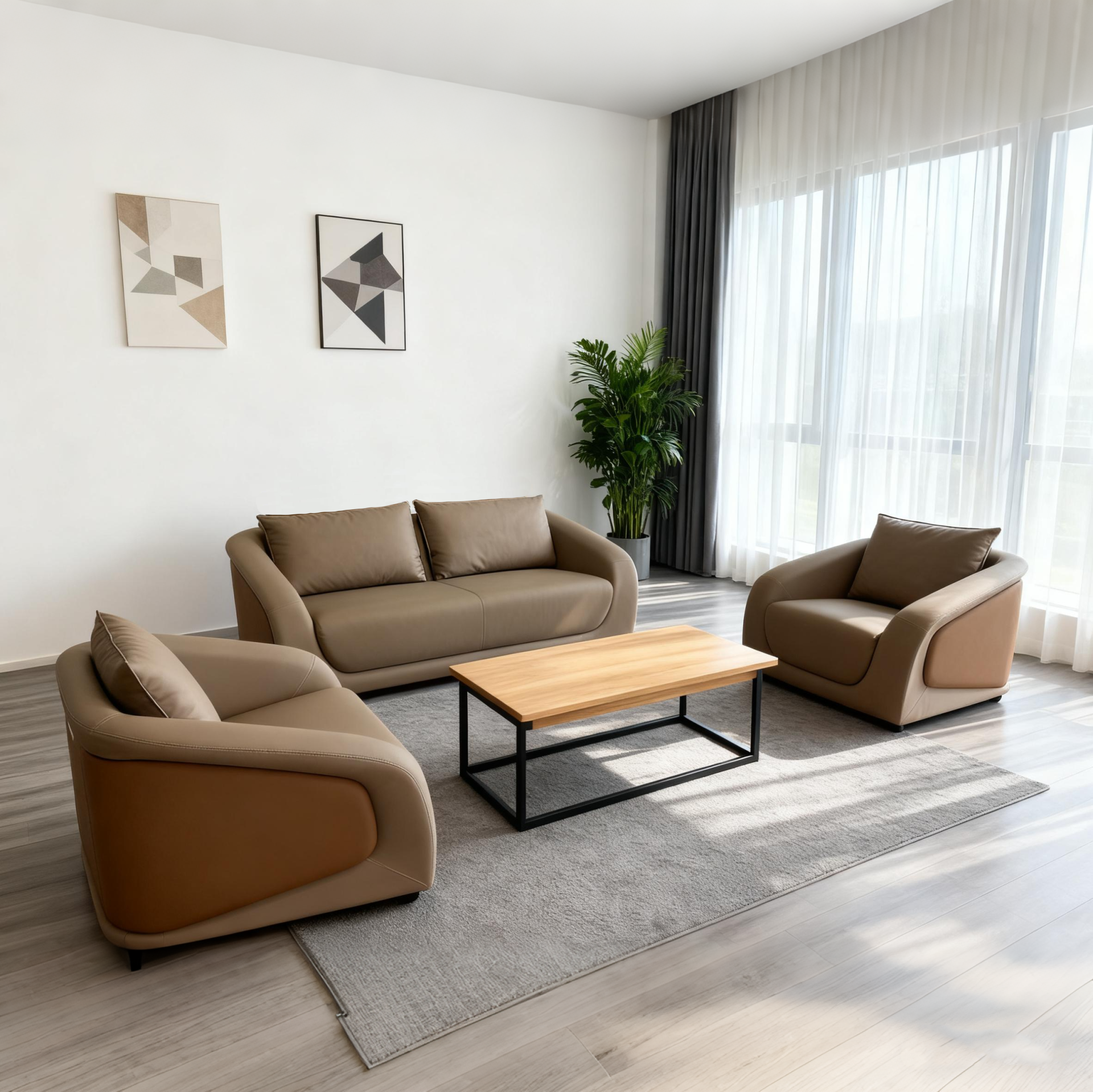 Sofa Set Eco Leather (3+1+1) LKL034SFXC | LEUKHOME