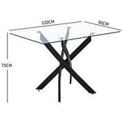 47" Tempered Glass Dining Table with Black Metal Legs US | LEUKHOUSE