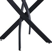 47" Tempered Glass Dining Table with Black Metal Legs US | LEUKHOUSE