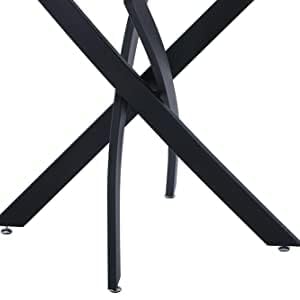 47" Tempered Glass Dining Table with Black Metal Legs US | LEUKHOUSE