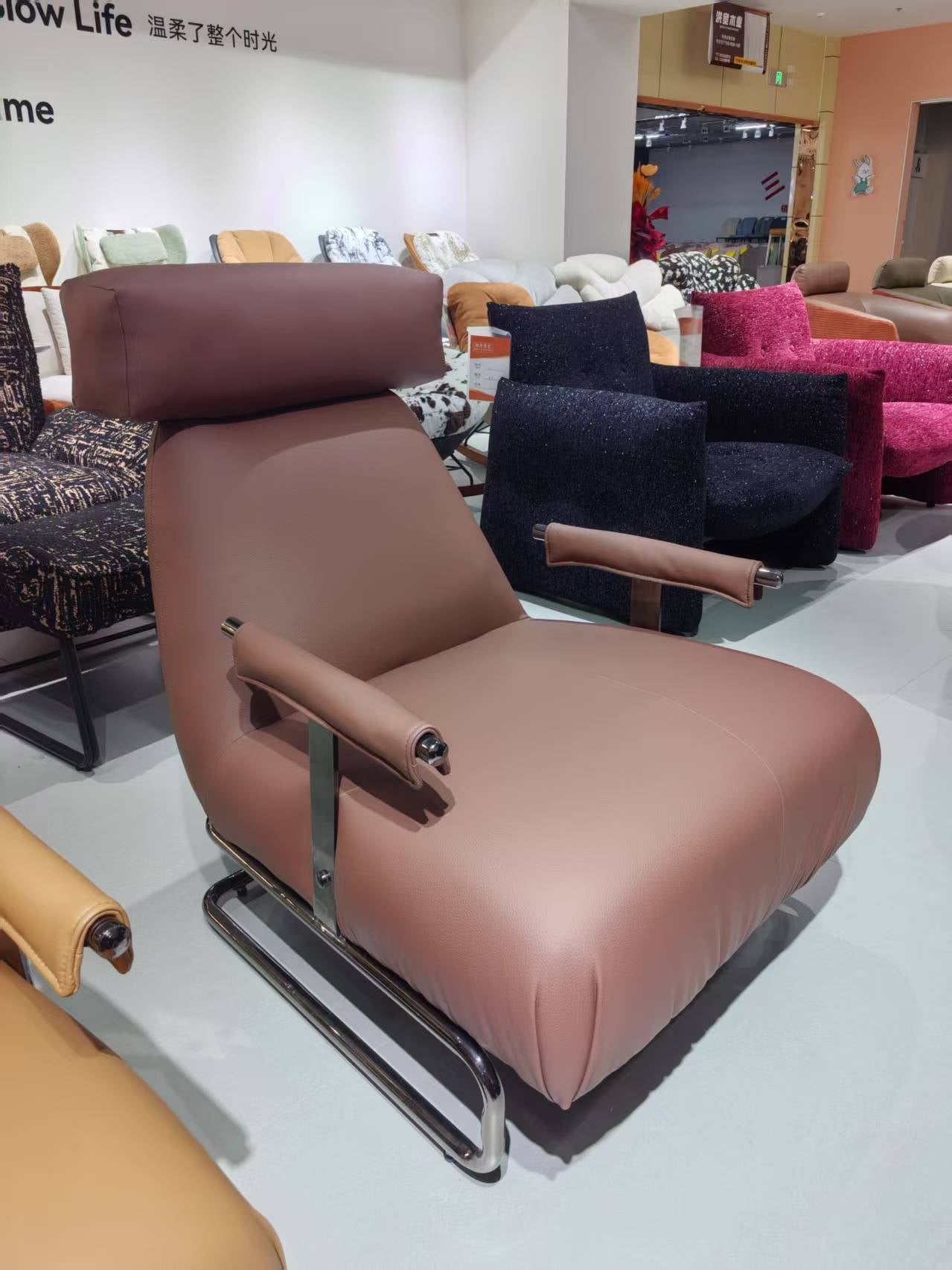 Armchair Brown Leather LKX003ACSY | LEUKHOME