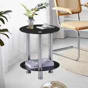 Small Round Glass Coffee Table Black AWS007UK | LEUKHOUSE