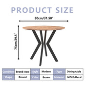 Table à Manger Ronde en Bois 80cm avec Base en Métal Noir 2-4 Personnes pour Cuisine  AWS19161FR | LEUKHOUSE