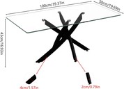 Table Basse Moderne, Table Centrale de Salon avec Plateau en Verre Trempé, Structure en X, 100 x 50 x 43 cm, Noire AWS19810FR | LEUKHOUSE