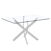 Rectangular Dining Table 120x70cm Glass/Silver AWS021UK | LEUKHOUSE
