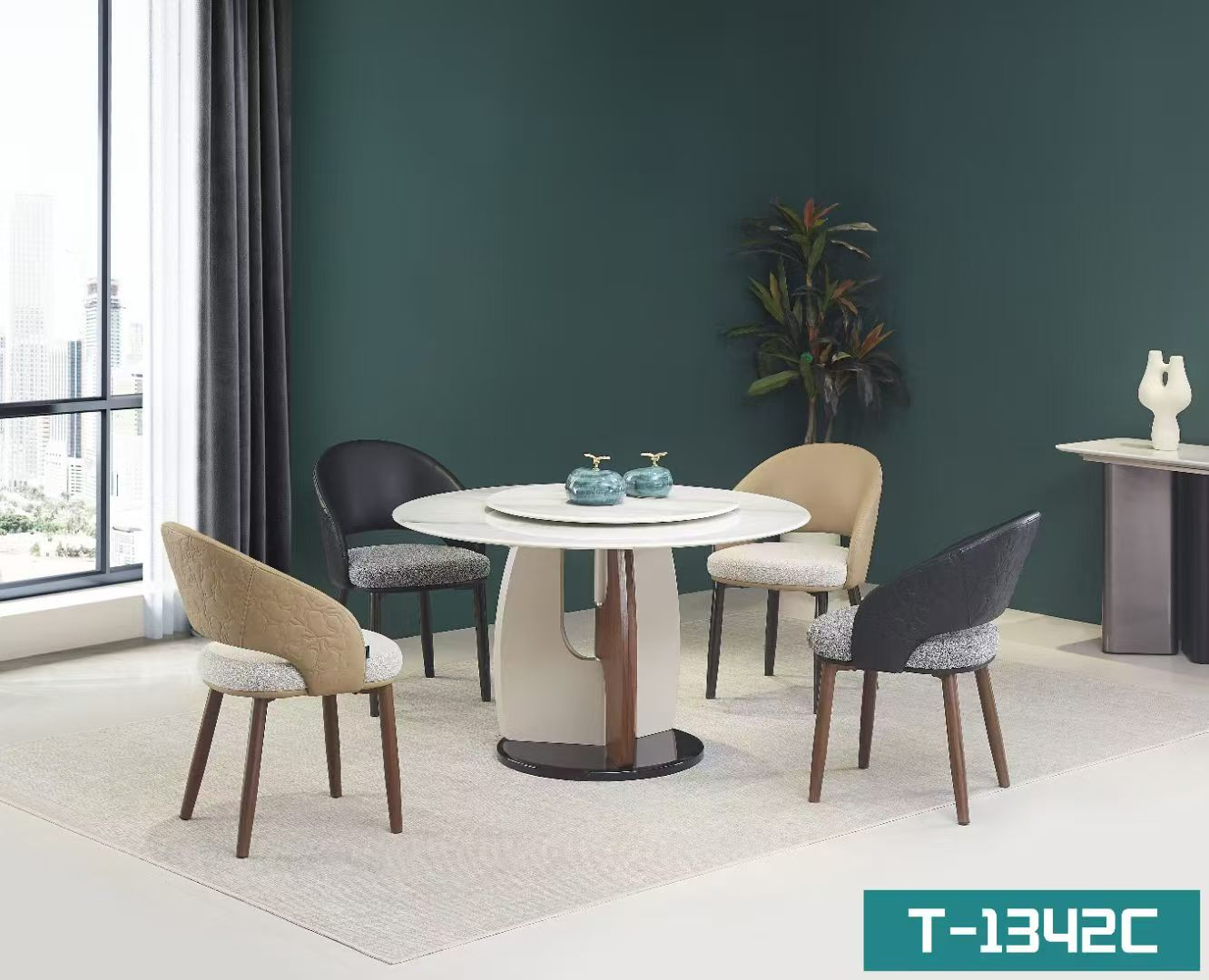 Dining Table Circle Artificial Stone T-1342 | FONDHOUSE
