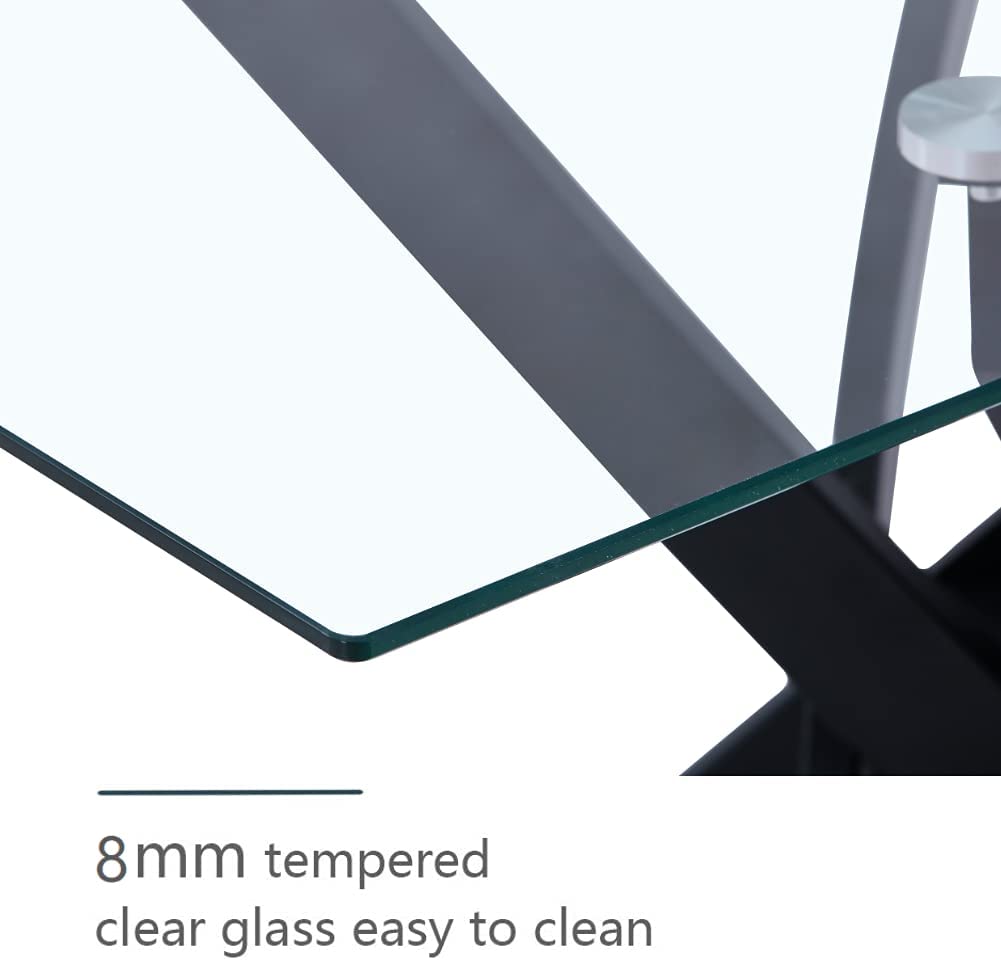 Rectangular Dining Table 120x70cm Glass/Black AWS021UK | LEUKHOUSE