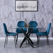 Dining Chairs Set of 4 Velvet/Blue AWS024UK | LEUKHOUSE