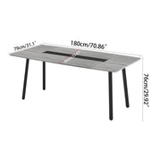 Table Salle à Manger 180 cm, Table en Bois, Structure Métallique, pour 4-8 Personnes, Gris et Noir  AWS2071FR | LEUKHOUSE
